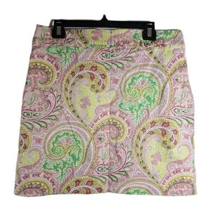 Good Clothes Petite Womens Skirt Pink Paisley Size 12P Cotton Soft EUC